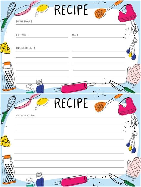 Printable Recipe Cards For Kids